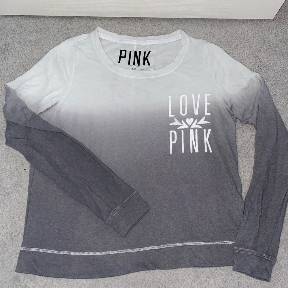 PINK White & Grey Ombre Slouchy Sweatshirt